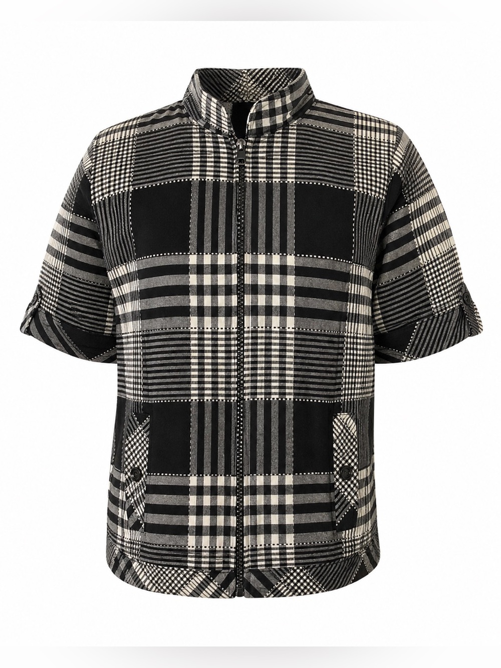 Christopher And Banks Stretch Plaid Zip Up
